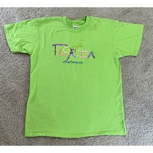 Vintage Anvil Orlando Florida Embroidered T-Shirt Men’s Large Neon Green